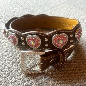 Nocona Boot Company Girls Heart Rhinestone Belt